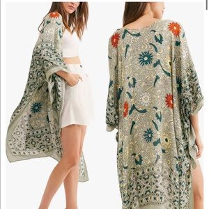 NWT Free People Magic Dance Printed Duster in Green Tea - One Size